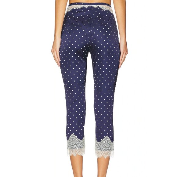 NWT FOR LOVE AND LEMONS BABETTE POLKA DOT CAPRI PANTS IN BLUE SIZE S - Picture 3 of 9